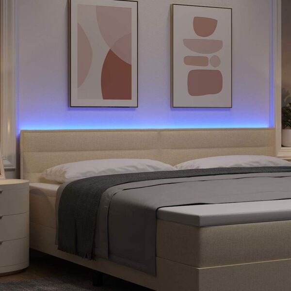vidaXL T&ecirc;te de lit LED avec des lumi&egrave;res &agrave; LED Cr&egrave;me 200 cm Polyester