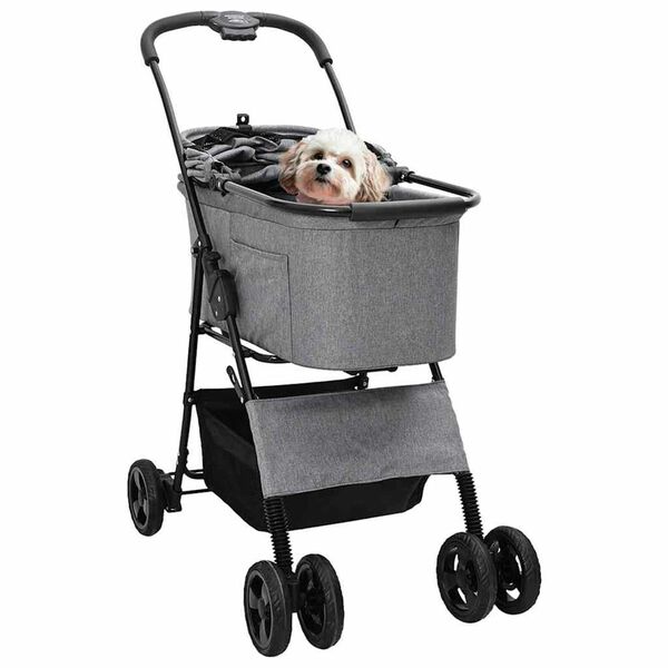 vidaXL Poussette Pliante pour Animaux Gris 81 x 47 x 99 cm Polyester