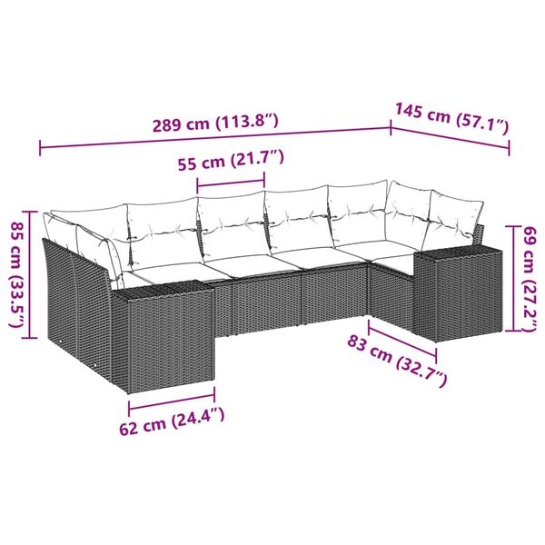 vidaXL Salon de jardin avec coussins 7 pcs beige r&eacute;sine tress&eacute;e