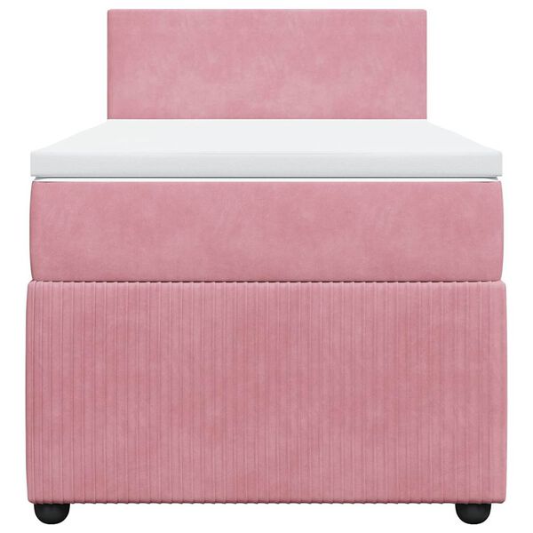 vidaXL Sommier &agrave; lattes de lit avec matelas Rose 90x190 cm Velours