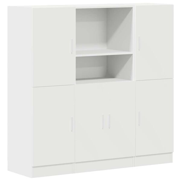 vidaXL Ensemble d'armoires de cuisine 3 pcs blanc bois d'ing&eacute;nierie
