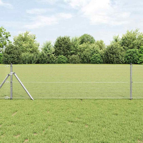 vidaXL Cl&ocirc;ture en fil soud&eacute; Argent 0.4 x 50 m