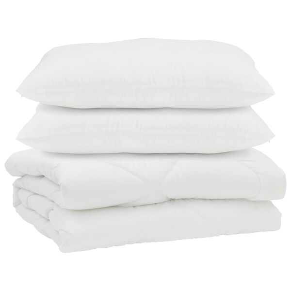 vidaXL Couette avec oreiller 3 pcs Blanc Microfibre