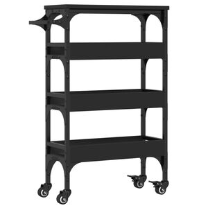 vidaXL Chariot de cuisine noir 53x20x76 cm bois d'ing&eacute;nierie