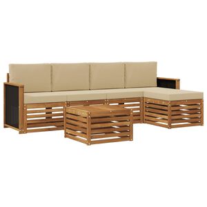vidaXL Ensemble de canap&eacute;s d'ext&eacute;rieur 6 pcs Naturel et Beige