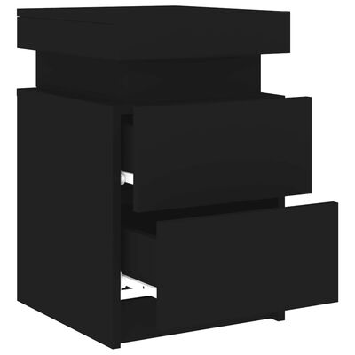 vidaXL Table de chevet avec lumières LED noir 35x39x55 cm