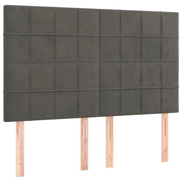 vidaXL T&ecirc;te de lit &agrave; LED Gris fonc&eacute; 144x5x118/128 cm Velours
