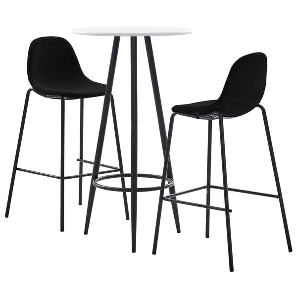 vidaXL Ensemble de bar 3 pcs Tissu Noir