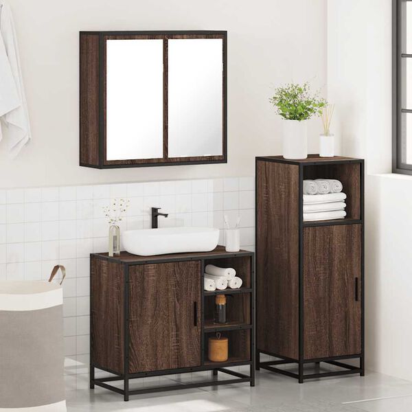 vidaXL Ensemble de meubles de salle de bain 3 pcs Ch&ecirc;ne marron
