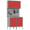 vidaXL Placard de travail 5 pcs Rouge Bois d'ing&eacute;nierie et acier