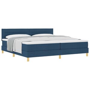 vidaXL Lit &agrave; ressorts avec matelas Bleu 200 x 200 cm tissu