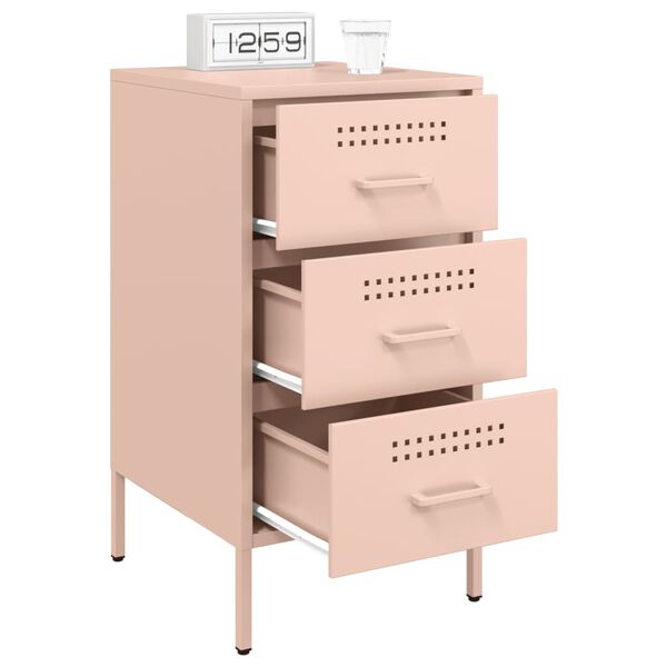 vidaXL Tables de chevet 2 pcs rose 36x39x68 cm acier