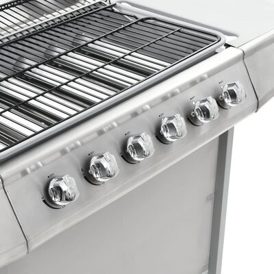 vidaXL Barbecue au gaz et 6 zones de cuisson Acier inoxydable Argenté
