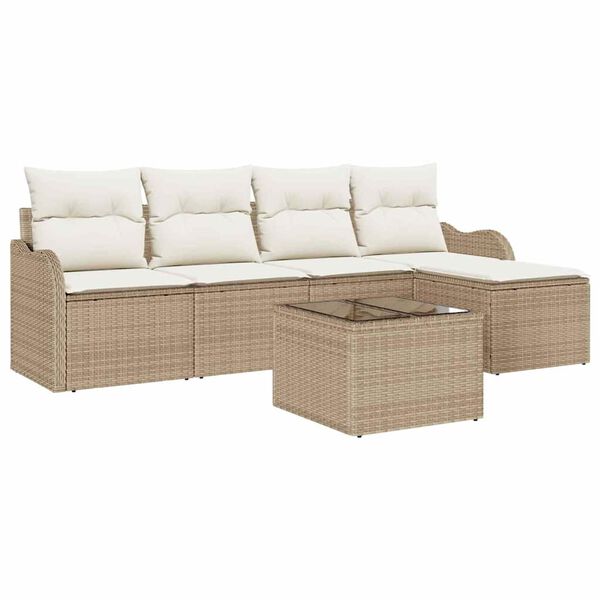 vidaXL Ensemble de canap&eacute; de jardin 6 pcs Marron Poly rotin