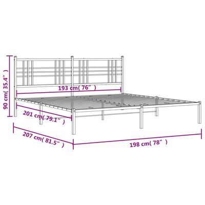 vidaXL Cadre de lit métal sans matelas et tête de lit blanc 193x203 cm