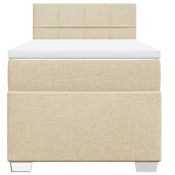 vidaXL Sommier &agrave; lattes de lit avec matelas Cr&egrave;me 80x200 cm Tissu