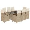 vidaXL Ensemble &agrave; manger de jardin et coussins 9 pcs beige Poly rotin