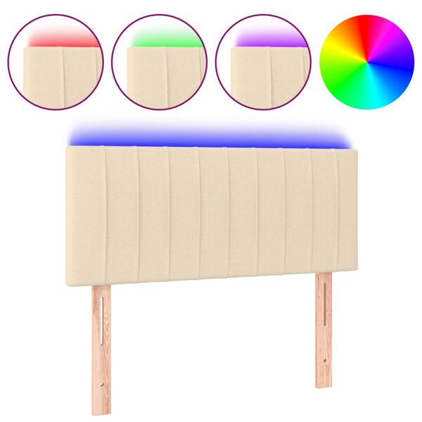 vidaXL T&ecirc;te de lit &agrave; LED Cr&egrave;me 90x5x78/88 cm Tissu