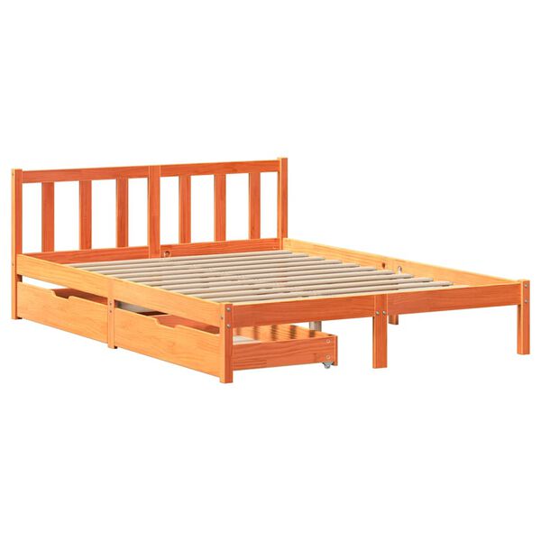 vidaXL Cadre de lit sans matelas cire marron 120x190cm bois pin massif