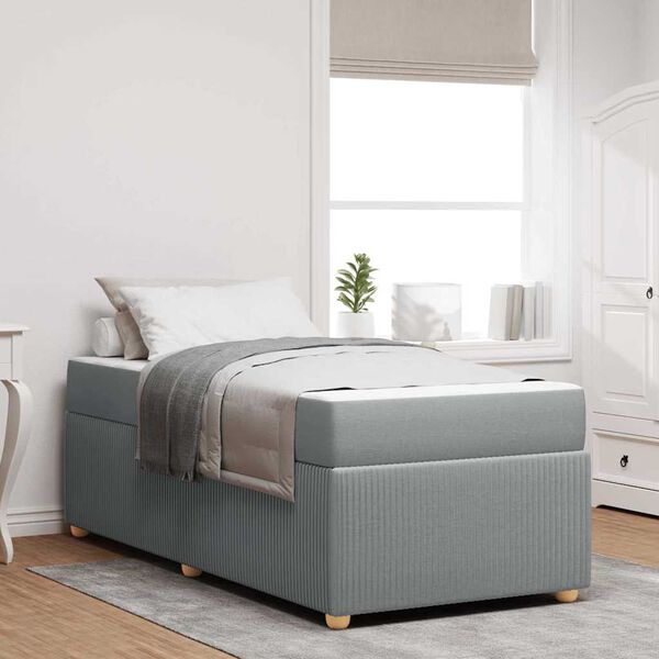 vidaXL Cadre de lit avec matelas Gris clair 90 x 190 cm tissu