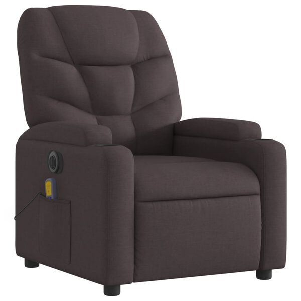 vidaXL Fauteuil de massage inclinable électrique Marron foncé Tissu