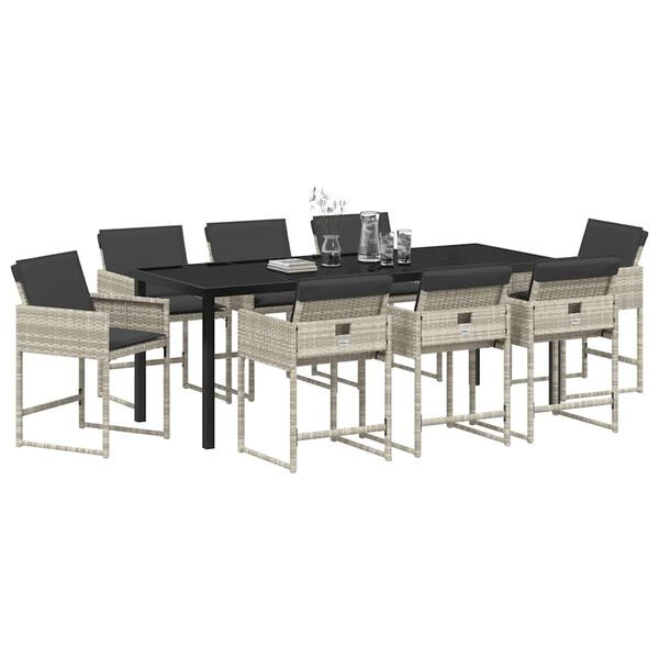 vidaXL Ensemble de salle &agrave; manger pour jardin 9 pcs Gris clair