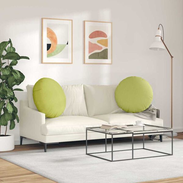 vidaXL Coussins de si&egrave;ge 2 pcs Vert clair &Oslash;60 x 21 cm tissu