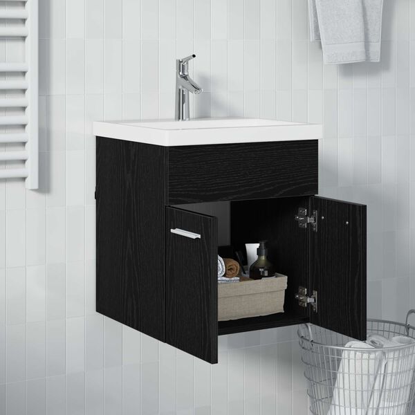 vidaXL Armoire d'&eacute;vier Ch&ecirc;ne noir 41 x 38,5 x 46 cm Bois d'ing&eacute;nierie