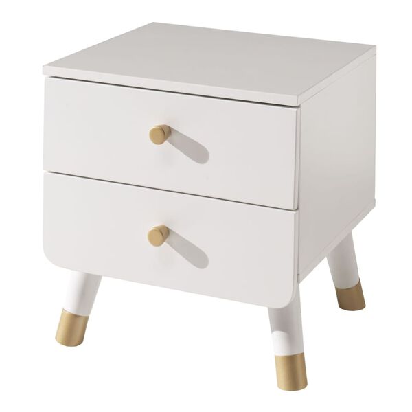 Vipack Table de chevet &agrave; 2 tiroirs Billy Bois Blanc satin&eacute;
