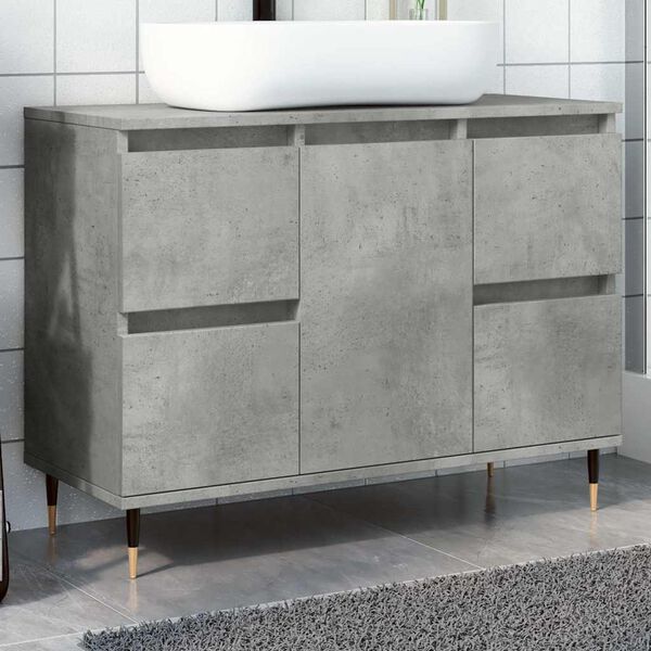 vidaXL Armoire salle de bain gris béton 80x33x60cm bois d'ingénierie