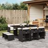 vidaXL Ensemble &agrave; manger de jardin 11 pcs coussins noir r&eacute;sine tress&eacute;e