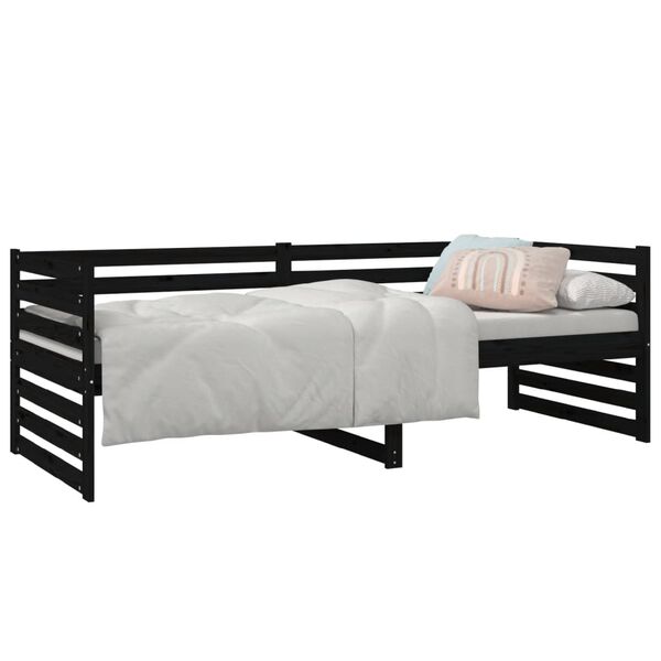 vidaXL Lit de jour sans matelas noir 80x200 cm bois de pin massif
