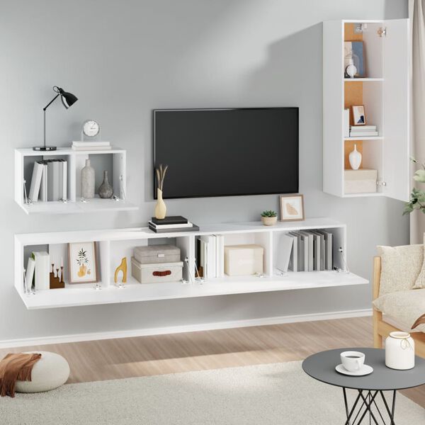 vidaXL Ensemble de meubles TV 4 pcs Blanc Bois d'ingénierie