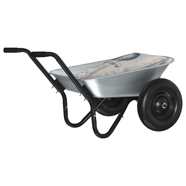 vidaXL Brouette Argent et noir 124 x 73 x 65 cm Acier