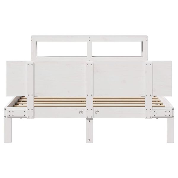 vidaXL Cadre de lit avec t&ecirc;te de lit sans matelas blanc 120x200 cm