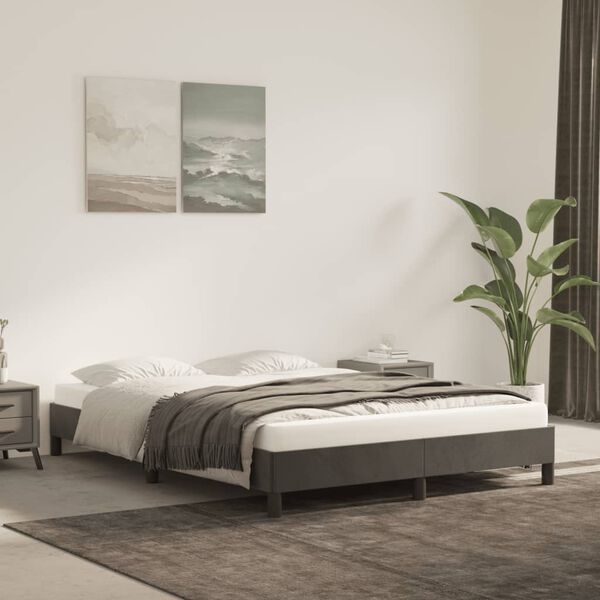 vidaXL Cadre de lit sans matelas gris fonc&eacute; 140x190 cm velours