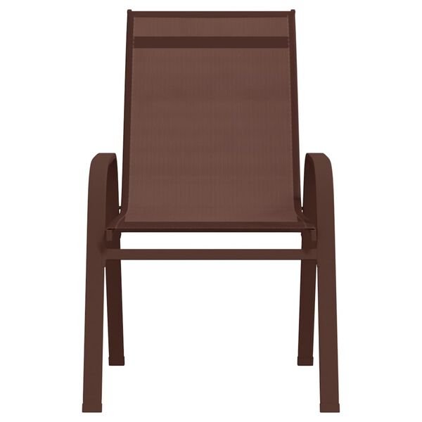 vidaXL Chaises empilables de jardin lot de 4 Marron Tissu textil&egrave;ne