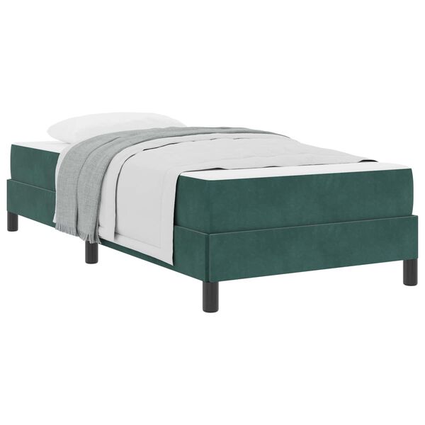 vidaXL Lit &agrave; ressorts avec matelas Vert fonc&eacute; 90 x 190 cm tissu