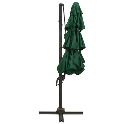 vidaXL Parasol de jardin à 4 niveaux avec mât en aluminium vert 3x3 m