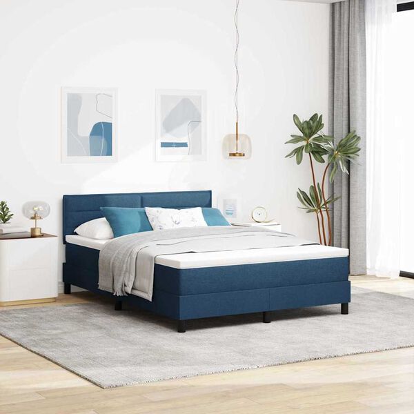 vidaXL Lit &agrave; ressorts avec matelas Bleu 140 x 190 cm tissu