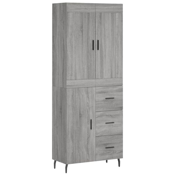 vidaXL Buffet haut Sonoma gris 69,5x34x180 cm Bois d'ing&eacute;nierie