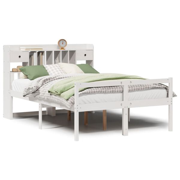 vidaXL Lit biblioth&egrave;que sans matelas blanc 160x200 cm bois pin massif