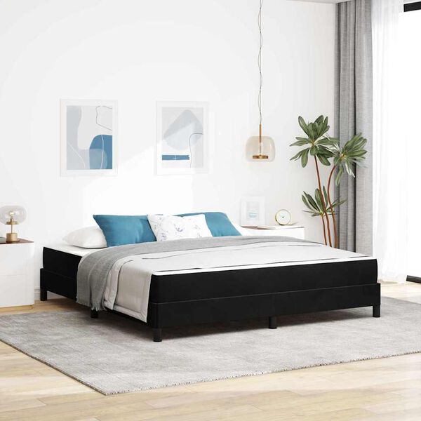vidaXL Lit &agrave; ressorts avec matelas Noir 180 x 210 cm tissu