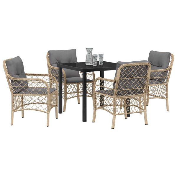 vidaXL Ensemble de salle &agrave; manger pour jardin 5 pcs Beige polyrotin