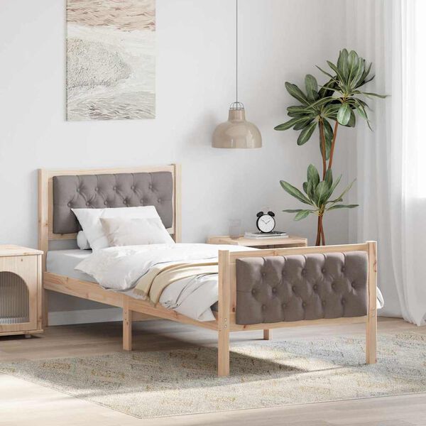 vidaXL Cadre de lit avec t&ecirc;te de lit Taupe 80 x 200 cm Pin massif