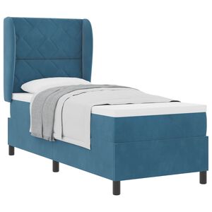 vidaXL Lit &agrave; ressorts avec matelas Bleu fonc&eacute; 200 x 80 cm Polyester