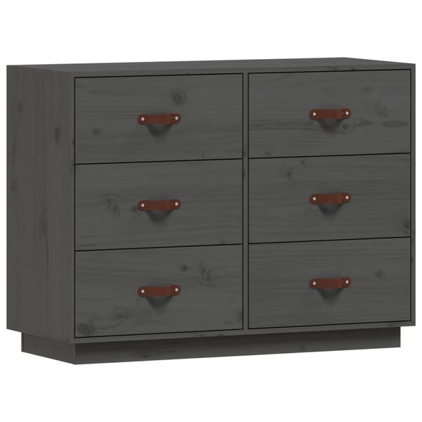 vidaXL Buffet Gris 100x40x75 cm Bois massif de pin