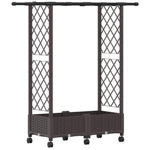 vidaXL Lit &Eacute;lev&eacute; avec Treillis et Toit Marron 122,5 x 40 x 127 cm PP