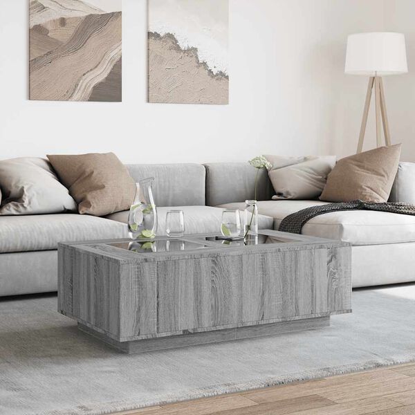 vidaXL Table basse avec LED infini sonoma gris 116x69x40 cm