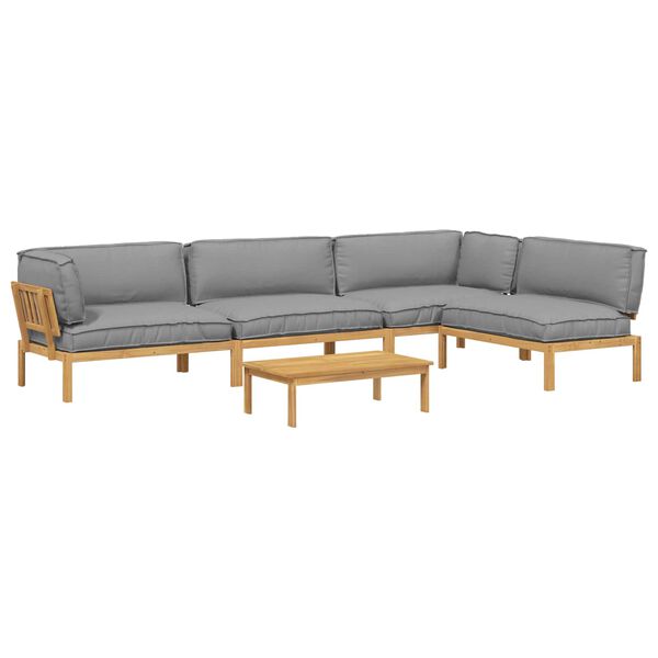 vidaXL Ensemble de Canap&eacute;s Uni 5 pcs Gris Bois d'Acacia Massif